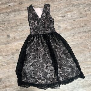 ASOS pink and black floral tea dress